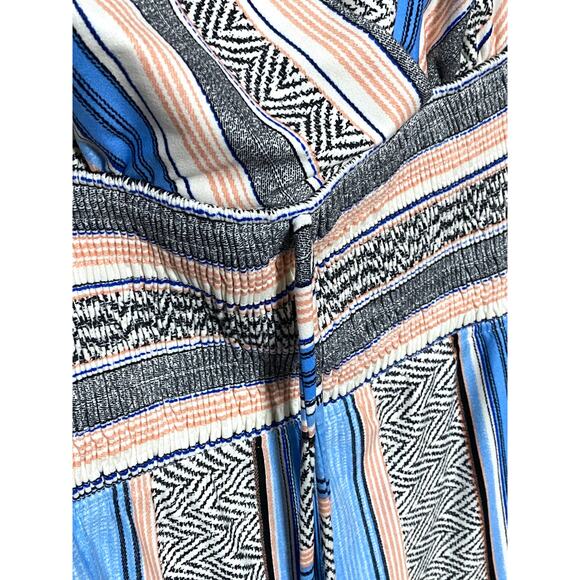 Venus Tassel Halter Jumpsuit Split Leg Smocked Waist Blue Stripe Womens Plus 1X - Picture 4 of 11